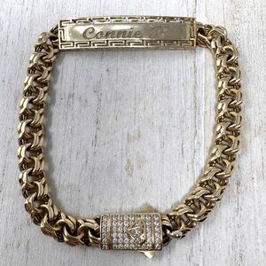 14K yellow gold and diamonds “Connie R” inscribed I.D. bracelet, 13G
